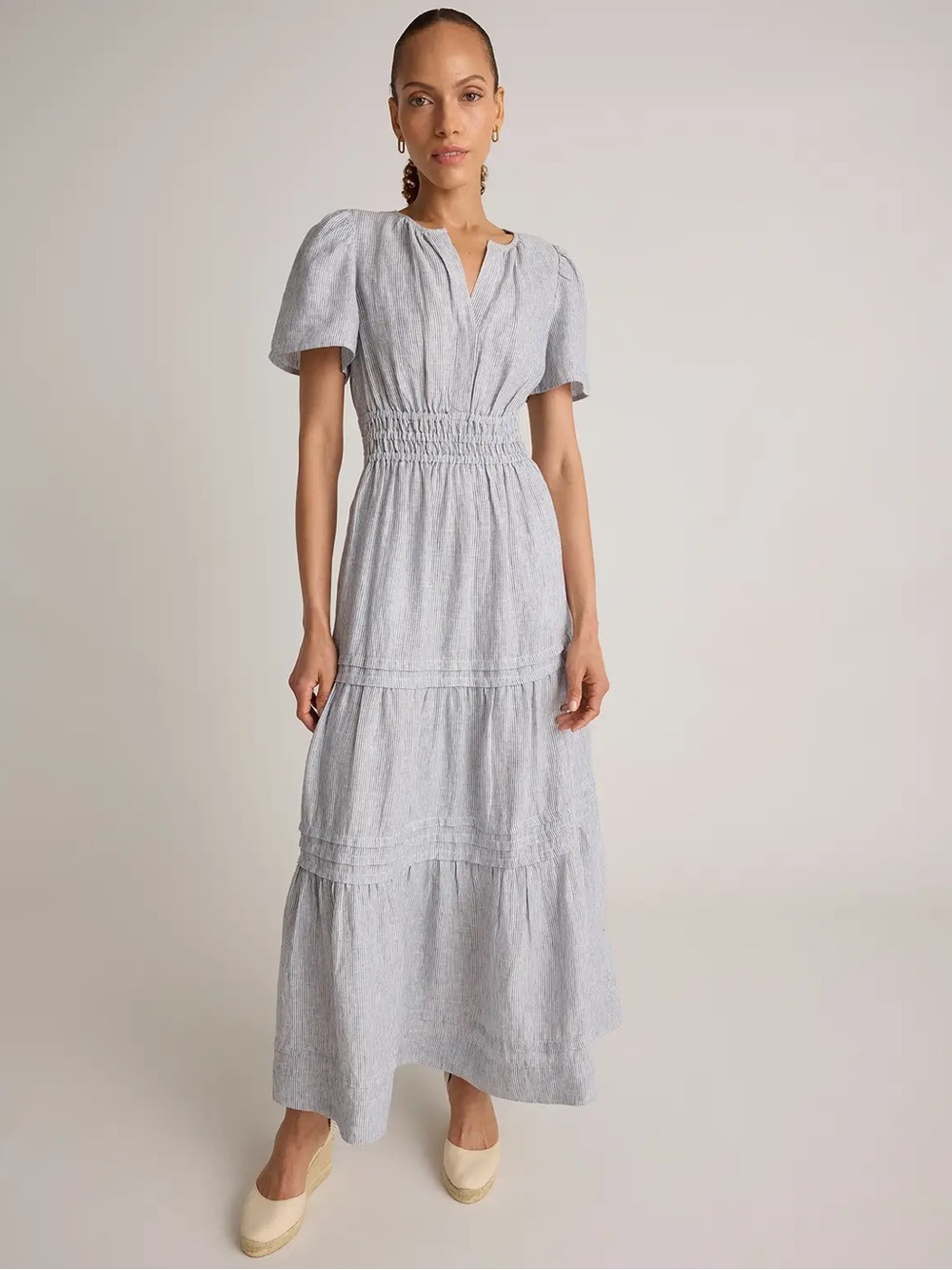 Quince 100% European Linen Tiered Maxi Dress SZ XL - Picture 3 of 6